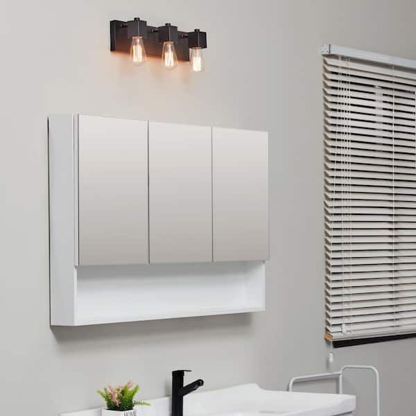 18 in. 3-Light Matte Black Vanity Light