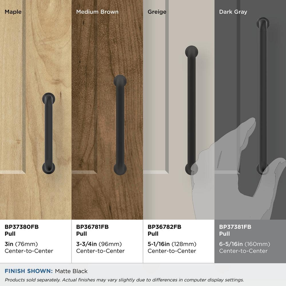 Matte Black 6-5/16 Inch Modern Cabinet Bar Pull