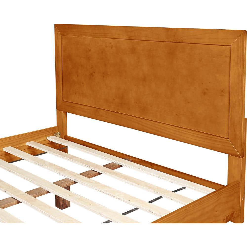 Oxford Oak King Platform Bed with Paneled Wood Headboard