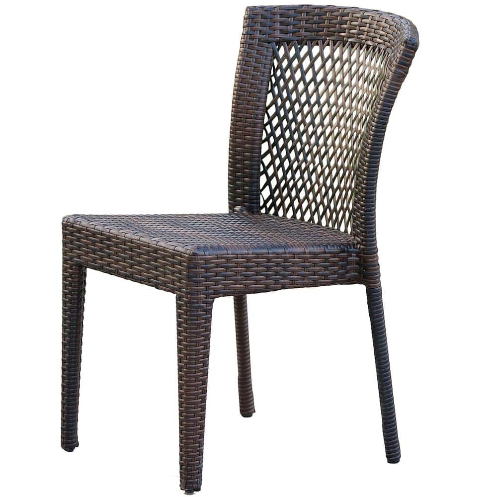 Wicker Outdoor Dining Chair, Multi-Brown, Stylish and Comfortable for Patio