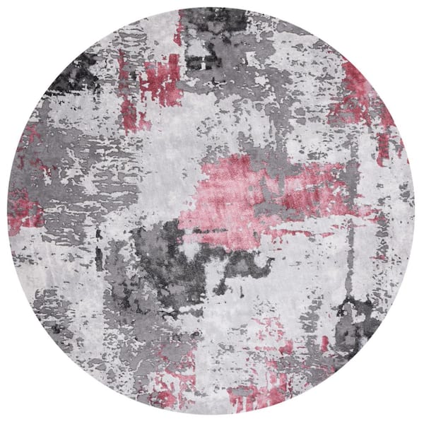 SAFAVIEH Craft Gray/Pink 4 ft. x 4 ft. Gradient Abstract Round Area Rug