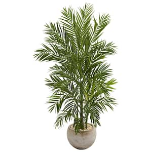 Nearly Natural Indoor 5 ft. Areca Palm Artificial Tree in Sand Colored ...
