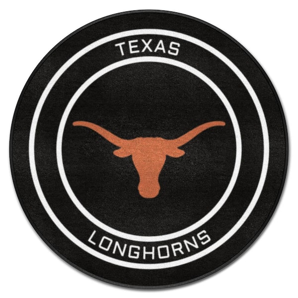FANMATS Texas Black 2 ft. Round Hockey Puck Accent Rug