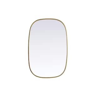 Simply Living 24 in. W x 36 in. H Oval Metal Framed Brass Mirror