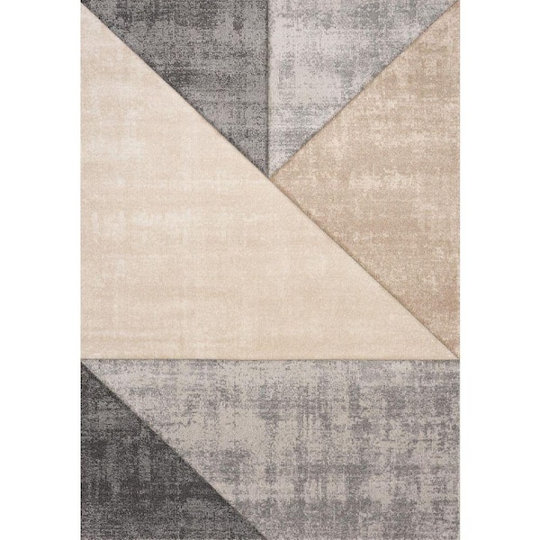 Islae Collections 5 ft. x 8 ft. Grey Geometric Indoor Area Rug