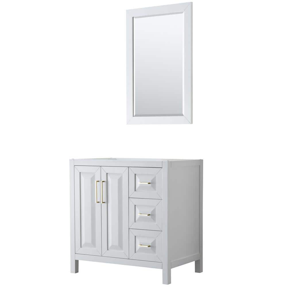 Daria 35 in. W x 21.5 in. D x 35 in. H Bath Vanity Cabinet without Top in White with Gold Trim and 24 in. Mirror price history on PriceWatchPro