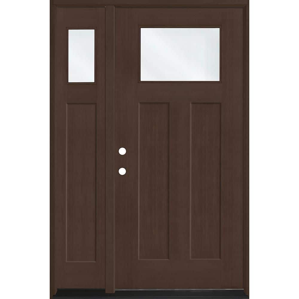 Regency 51 in. x 80 in. 1/4 TopL Clear Glass RHIS Hickory Fir Fiberglass Prehung Front Door w/12in-1/4Top SL 6-9/16 price history on PriceWatchPro
