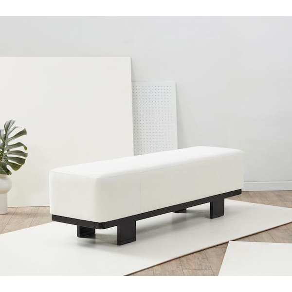 SAFAVIEH Abrianna Ivory/Black Entryway Bench 58.7 in.