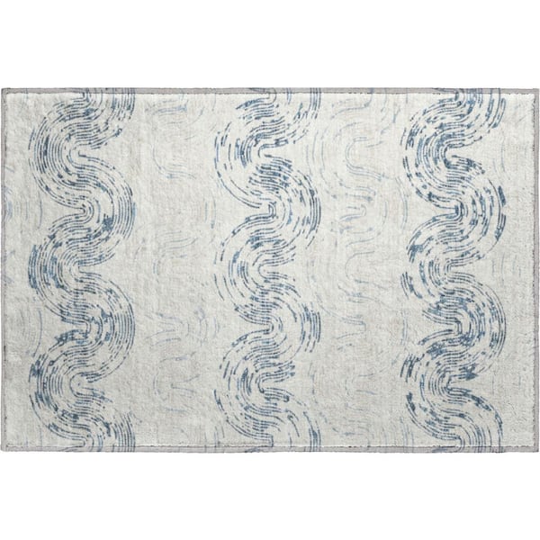 Mayfield Premium Machine Washable Abstract AMF2461 Ivory 2 ft. x 3 ft. Accent Rug