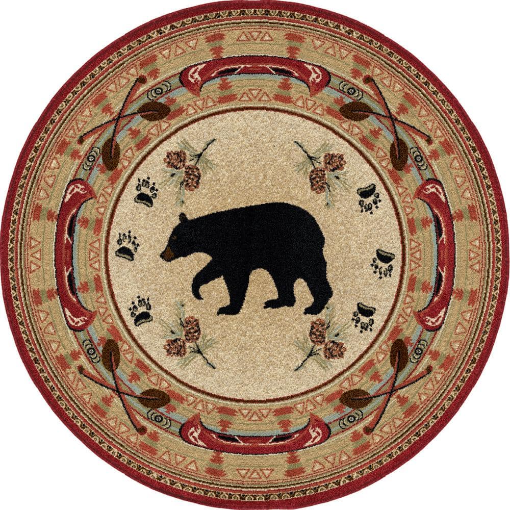  Home Dynamix Buffalo Bear Rustic Area Rug, Brown/Red