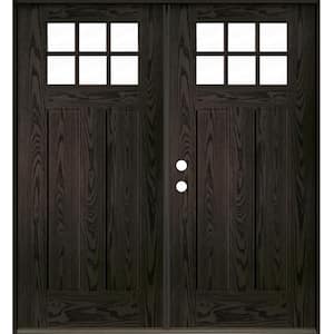 Craftsman 72 in. x 80 in. 6-Lite Right-Active/Inswing Clear Glass Baby Grand Stain Double Fiberglass Prehung Front Door