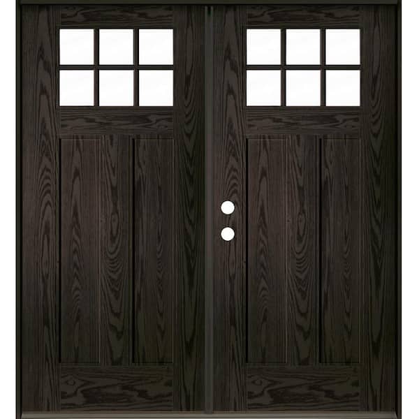 Krosswood Doors Craftsman 72 in. x 80 in. 6-Lite Right-Active/Inswing Clear Glass Baby Grand Stain Double Fiberglass Prehung Front Door