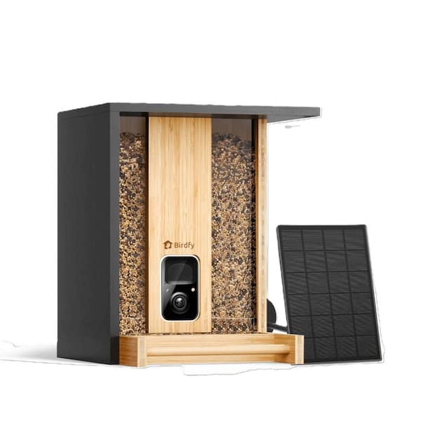 Smart Bamboo Seed Feeder with Camera, Solar-Powered, Lifetime AI
