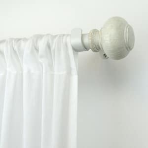 Rhinebeck 86 in. - 120 in. Adjustable 1 in. Single Curtain Rod in White with Ball Finial
