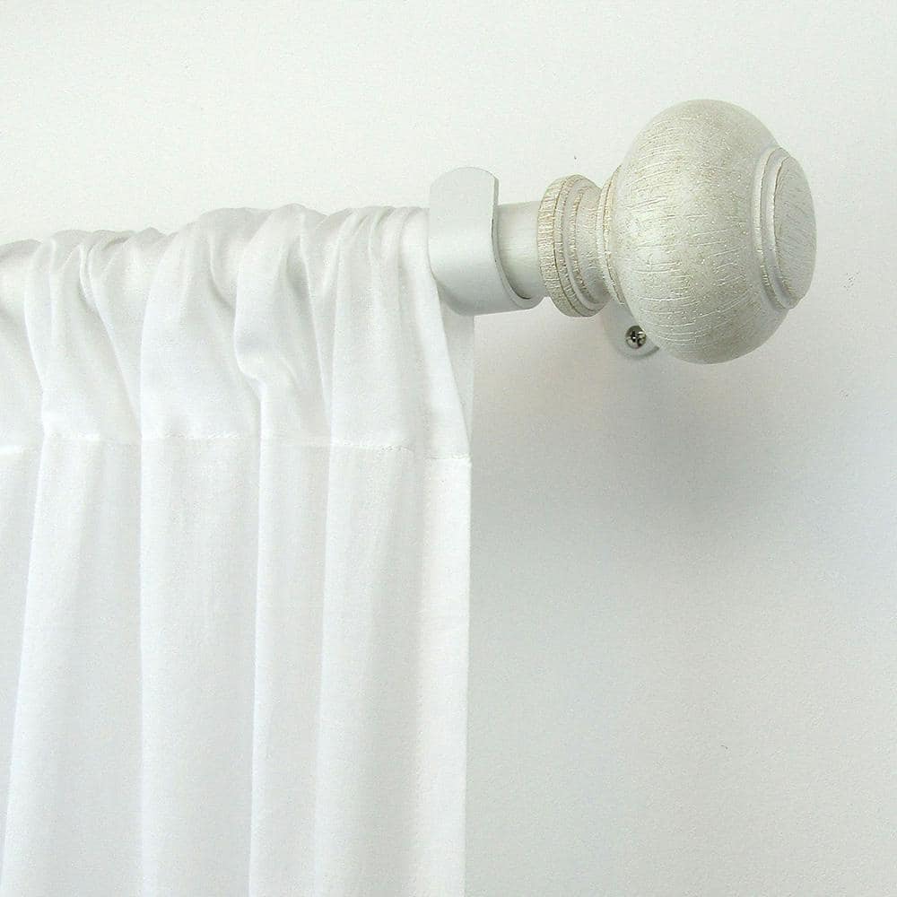 Elrene Rhinebeck Rustic Faux Wood 1  Window Drapery Single Curtain Rod White 48 -86