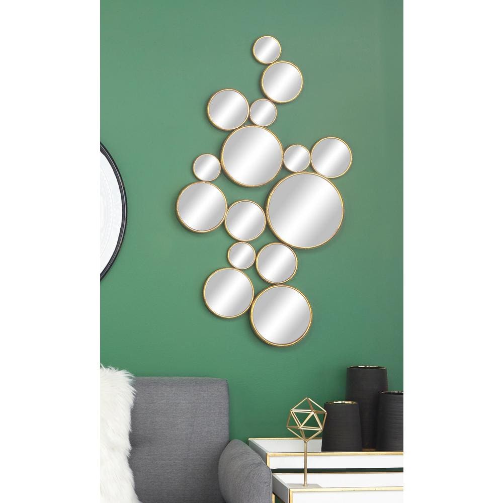 Gold Round Cluster Framed Wall Mirror, 40" x 22"