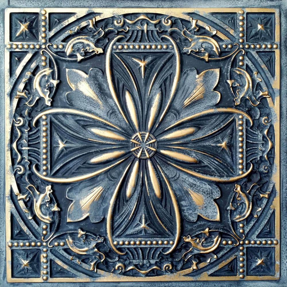 Milan Smoked Gold 2' x 2' PVC Faux Tin Ceiling Tile