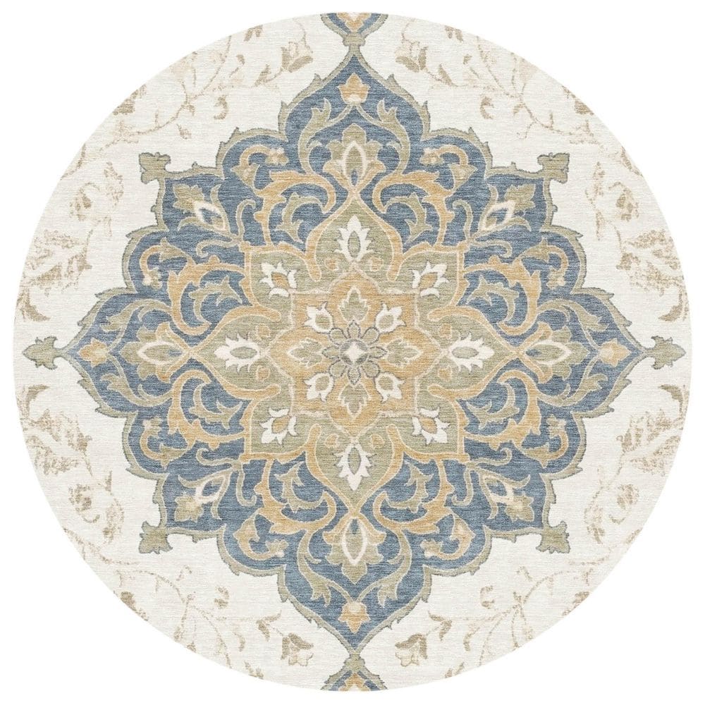Chantille Machine Washable Indoor/Outdoor Abstract ACN2958 Ivory 8 ft. x 8 ft. Round Rug price history on PriceWatchPro