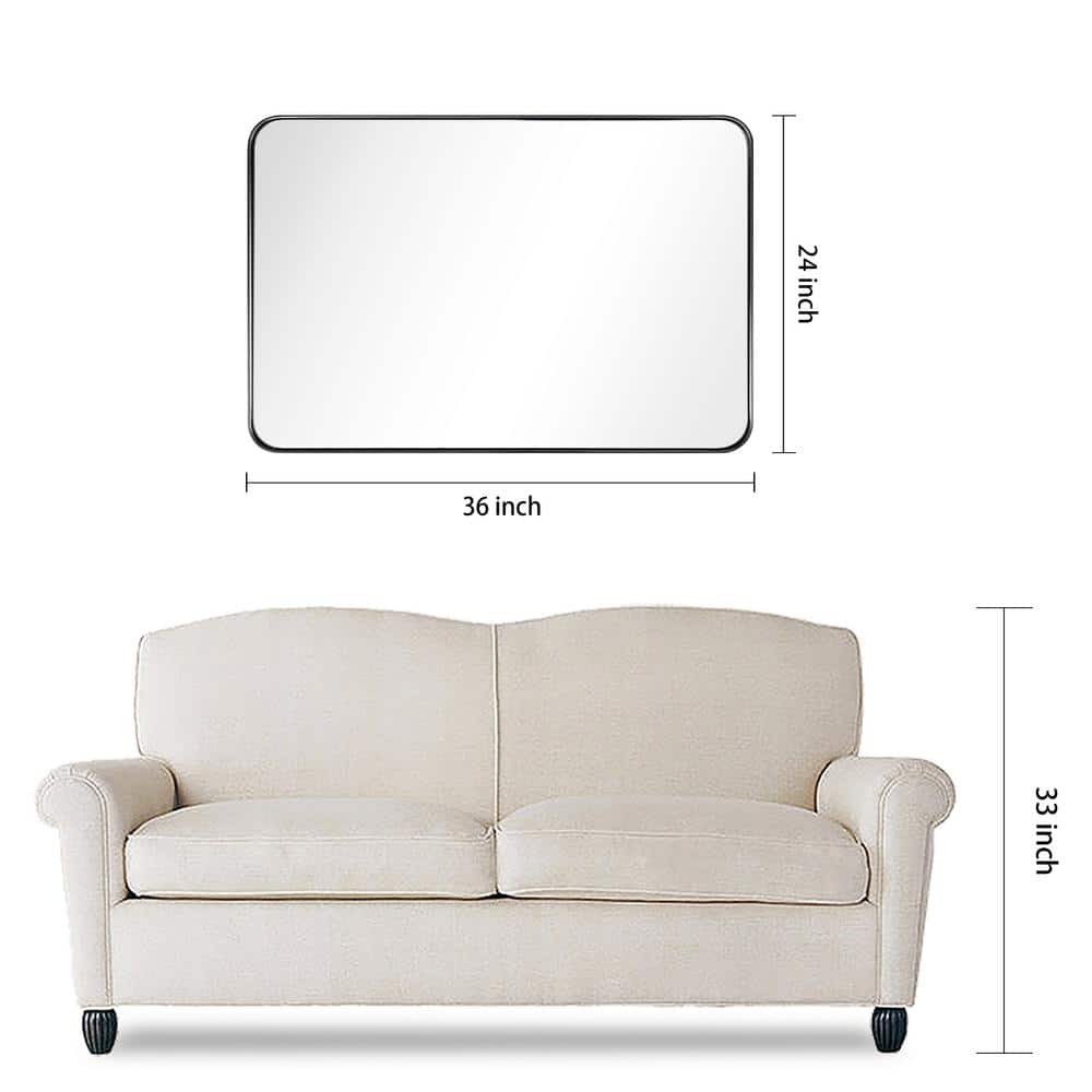 Sleek Silver Stainless Steel 24" x 36" Rectangular Wall Mirror