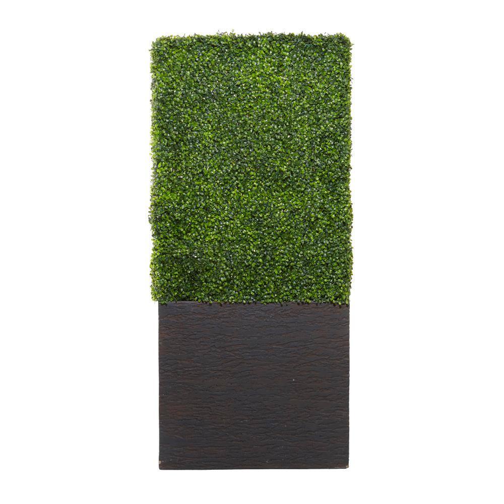 Evergreen Elegance Plastic Boxwood Topiary in Black Cement Planter, 66" Tall
