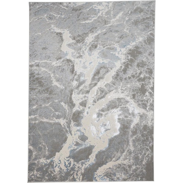 12 ft. x 18 ft. Gray and Ivory Abstract Area Rug