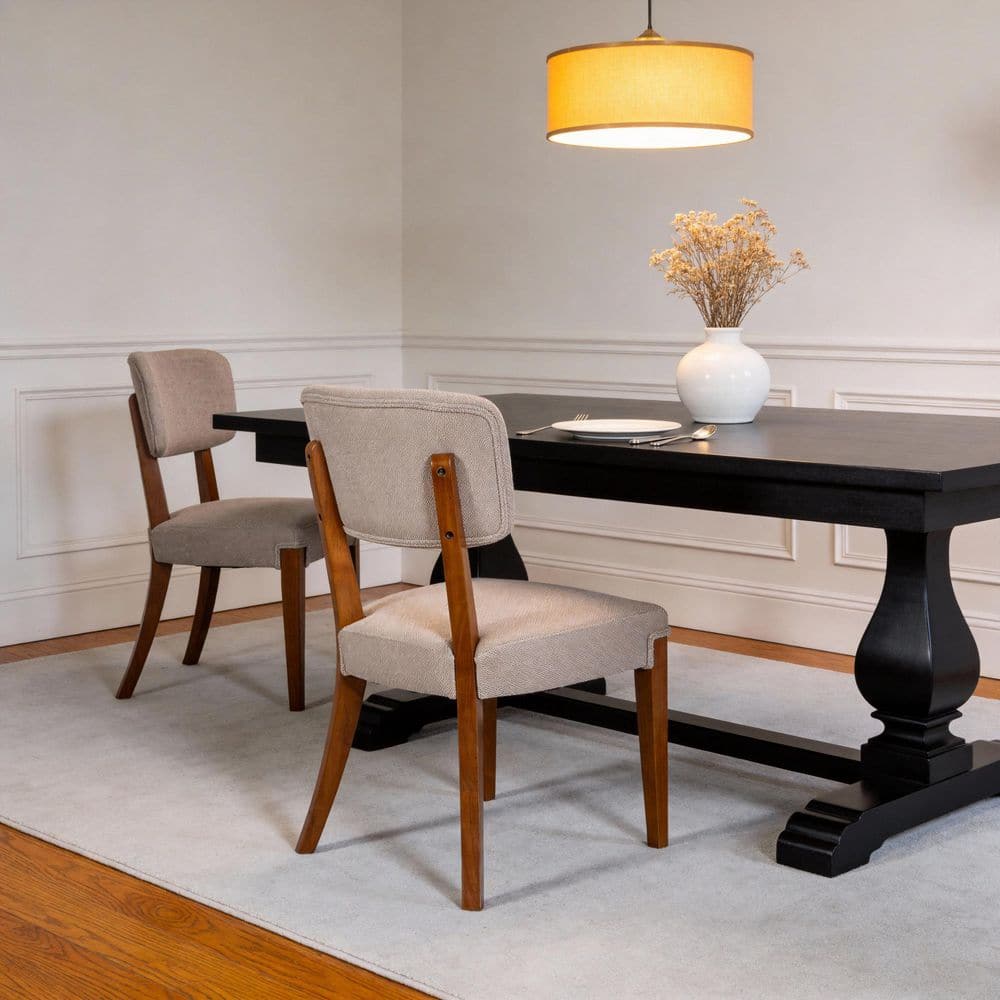 Noble House Gaviel Modern Brown Fabric Upholstered Parsons Dining ...