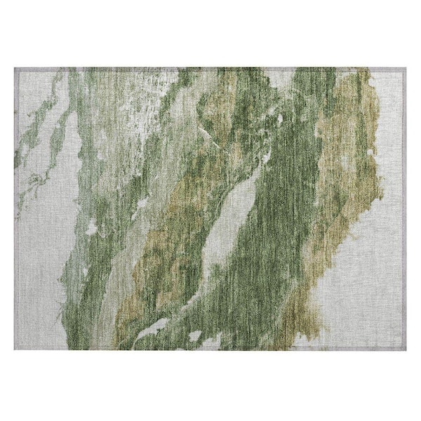 Chantille Machine Washable Indoor/Outdoor Abstract ACN2054 Green 1 ft. 8 in. x 2 ft. 6 in. Accent Rug