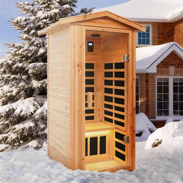 Moray 1-Person Outdoor Fir Infrared Sauna with 6 Far-Infrared Carbon Crystal Heaters and Chromotherapy