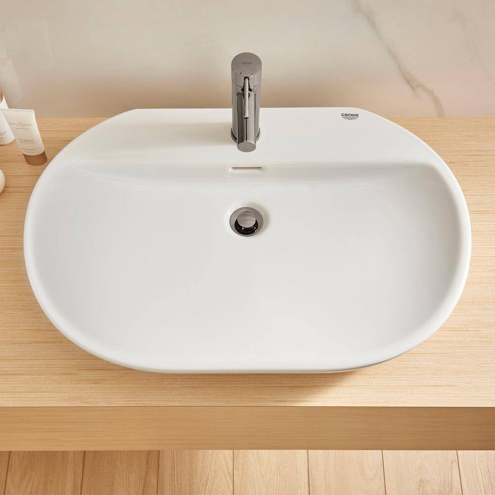 Alpine White Ceramic Oval Wall-Mount Vessel Sink