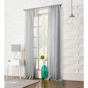 Gray Solid Rod Pocket Sheer Curtain - 50 in. W x 63 in. L