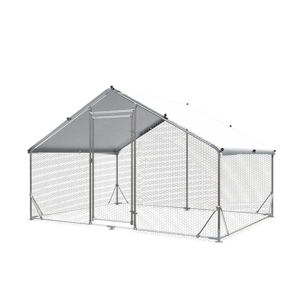 Tatayosi 9.8 ft. x 6.6 ft. Large Metal Chicken Coop Poultry Fencing Upgrade 3 Support Steel Wire Impregnated Plastic Net Cage