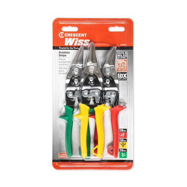 Crescent Wiss Straight, Left, and Right Cut Aviation Snip Set (3 