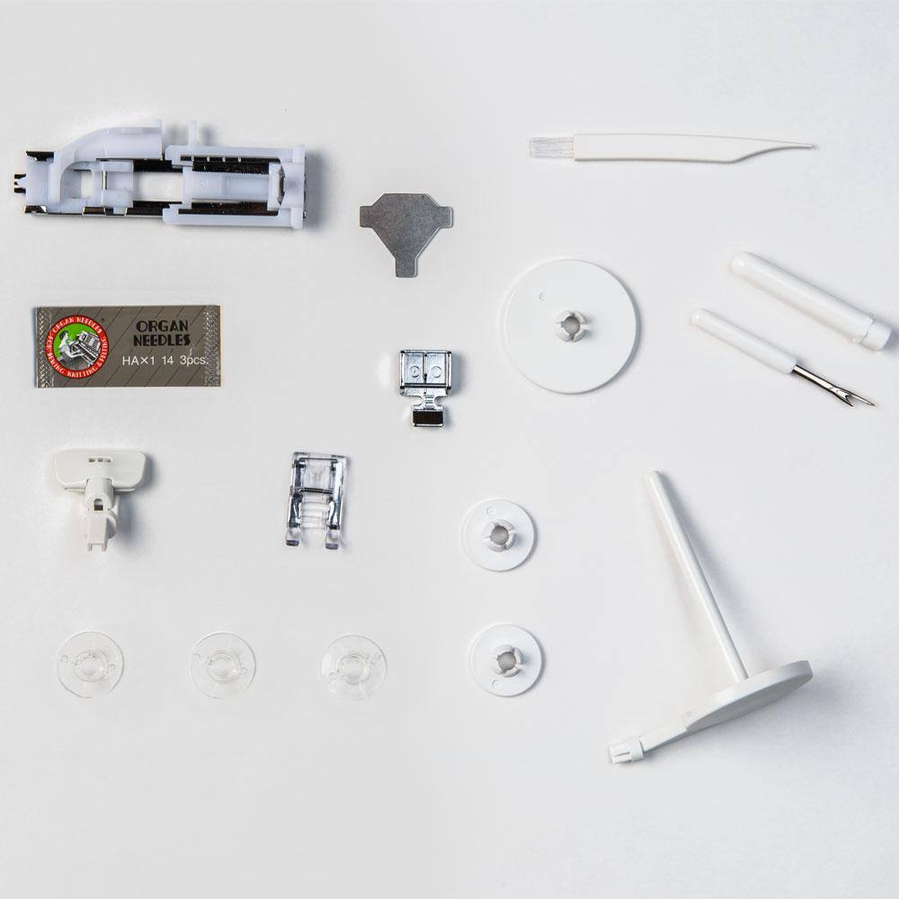 White Computerized Sewing Machine with LCD Screen and 30 Stitches