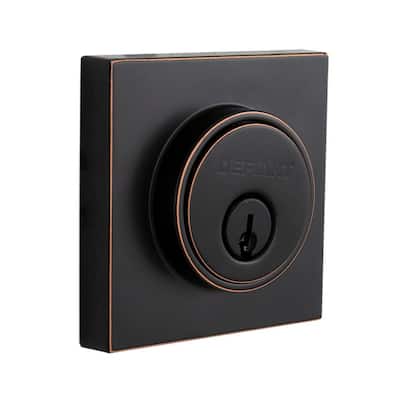 Square Aged Bronze Double Cylinder Contemporary Deadbolt