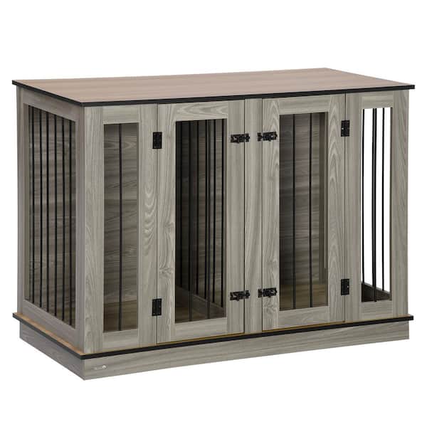 PawHut D02-087V80 Furniture Style Dog Crate with Removable Panel, End Table with Two Rooms Design - Large - 1