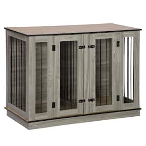 Furniture Style Dog Crate with Removable Panel, End Table with Two Rooms Design - Large