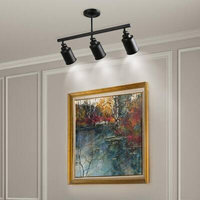 Black Modern Linear Fixed Track Lighting Kit, Industrial Ceiling Light Fixture with Adjustable Heads for Kitchen Hallway