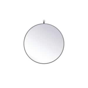 Medium Round Grey Modern Mirror (21 in. H x 21 in. W)