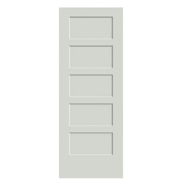 Masonite 28 in. x 80 in. 5-Panel Bayshore Single Bore Hollow Core Ultra-Pure White Molded Composite Interior Door Slab