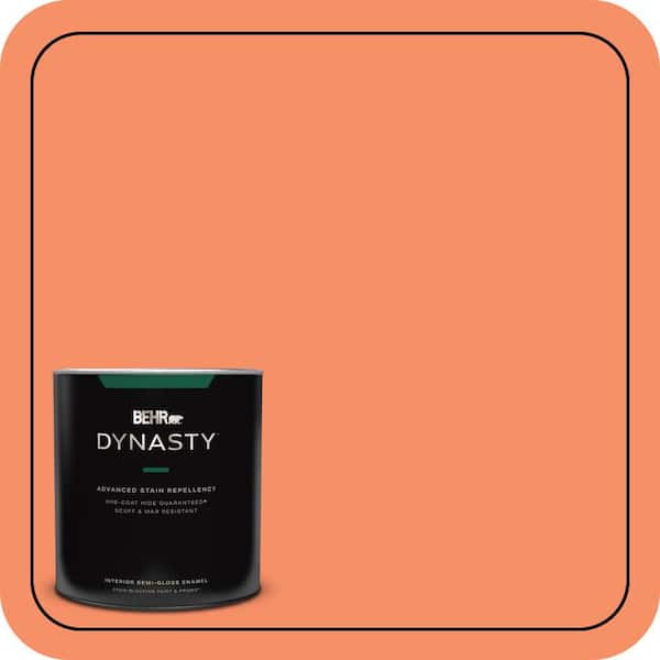 BEHR DYNASTY 1 qt. #210B-5 Tangerine Dream Semi-Gloss Enamel Interior Stain-Blocking Paint and Primer