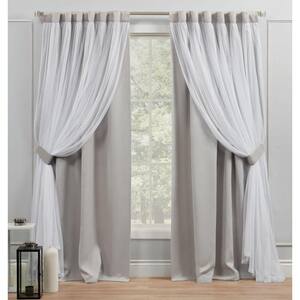 Catarina Cloud Grey Solid Polyester 52 in. W x 84 in. L Back Tab Top, Room Darkening Curtain Panel (Set of 2)