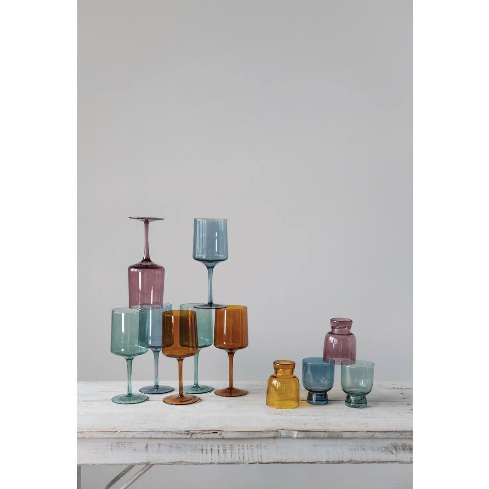Creative Co-Op Multicolor Glass Water Tumblers, Set of 4