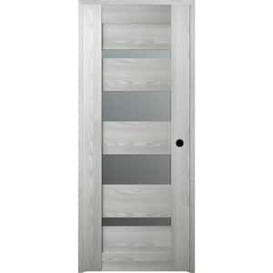 Vona 07-01 32 in. x 80 in. Left-Hand Frosted Glass Solid Core 4-Lite Ribeira Ash Wood Single Prehung Interior Door