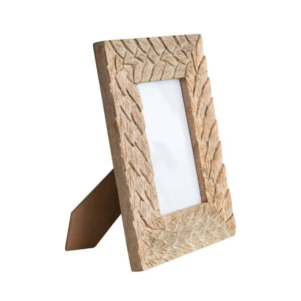 4x6 Picture Frame, White Cream Color Hand Carved Bone, Boho