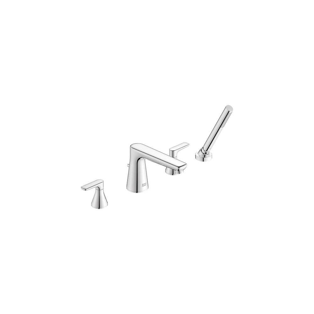 Polished Chrome 4-Hole Deck Mount Roman Tub Faucet with Hand Shower