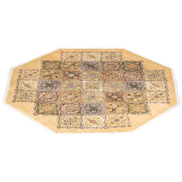 Mogul One-of-a-Kind Traditional Yellow 6 ft. 1 in. x 6 ft. 1 in. Oriental Area Rug