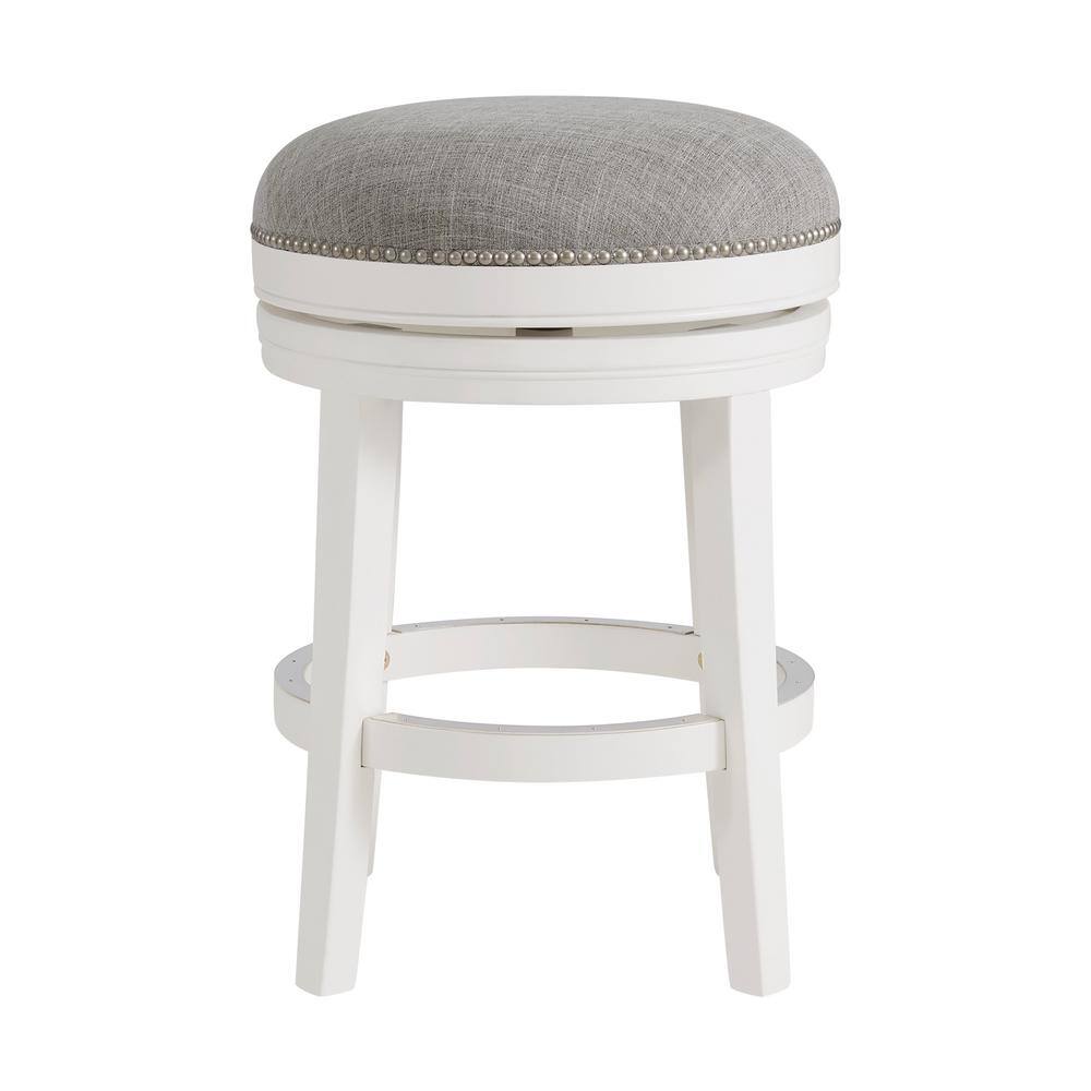 Clara White Swivel Backless Wood Counter Stool