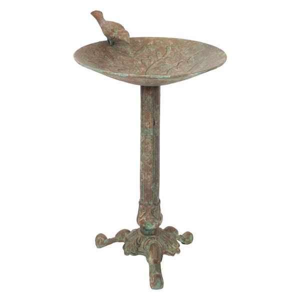 Sunnydaze Ivy and Sage Metal Birdbath - Rustic Patina - 12.25 in.
