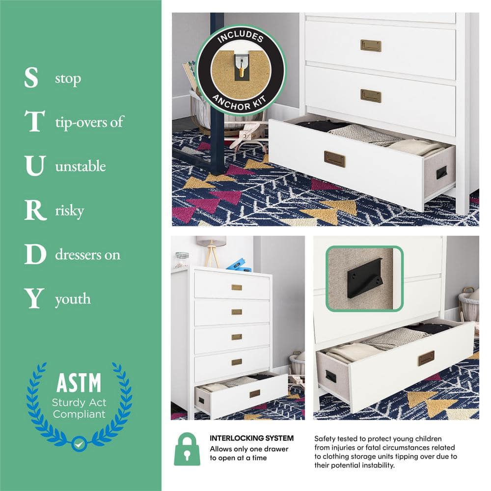 Hunter Green Double Dresser with Gold Drawer Pulls