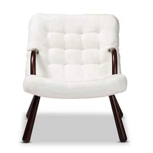 Eisa White and Walnut Brown Accent Chair